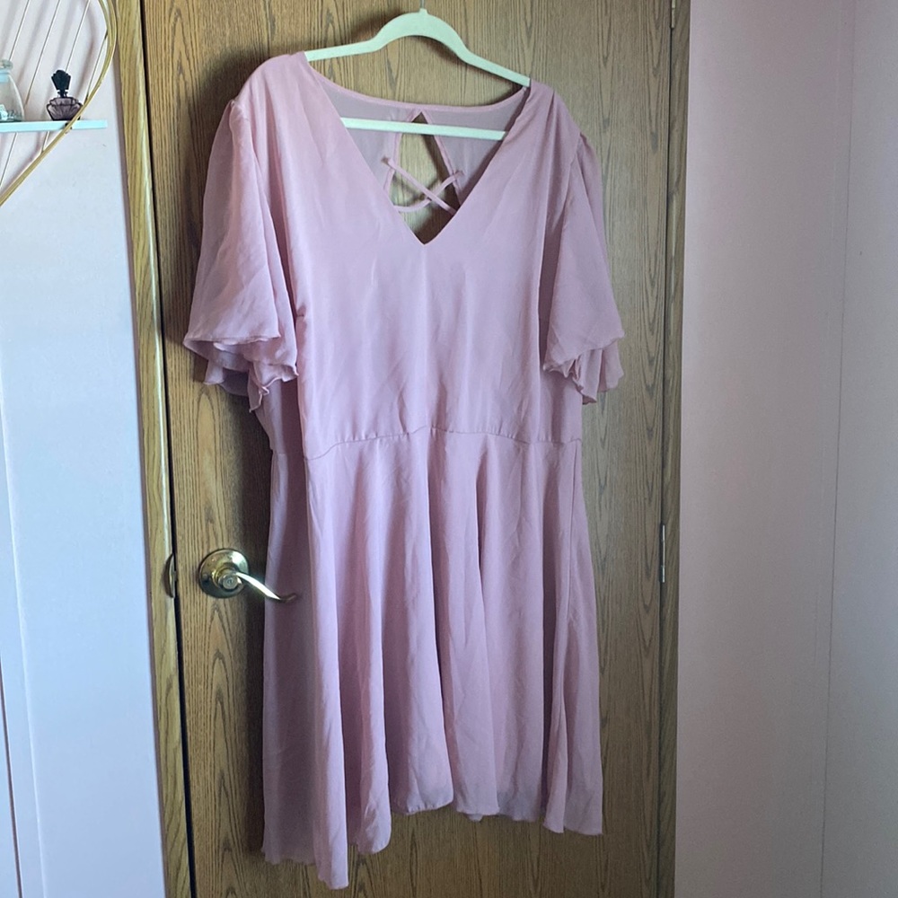 Blush Dress with Wavy Sleeve Detail